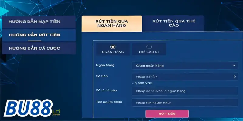 Rút tiền tại nhà cái BU88