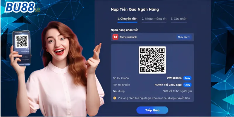 Nạp tiền Bu88 qua QR code